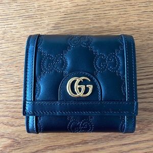 New Gucci GG Matelassé Trifold Wallet